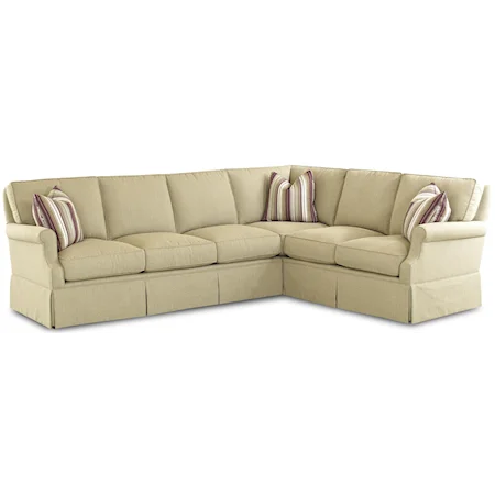 Traditional L-Shaped Sectional Sofa with Skirted Base